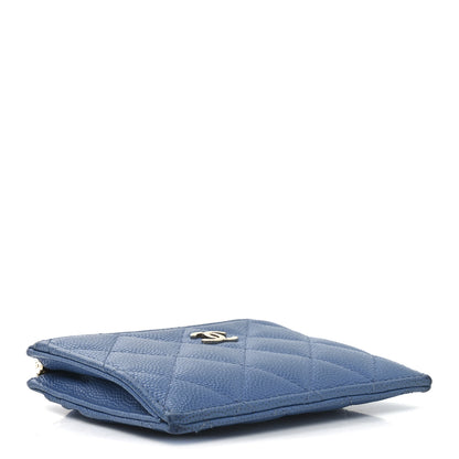 Chanel Caviar Quilted CC Zip Card Holder Blue 3 of 9