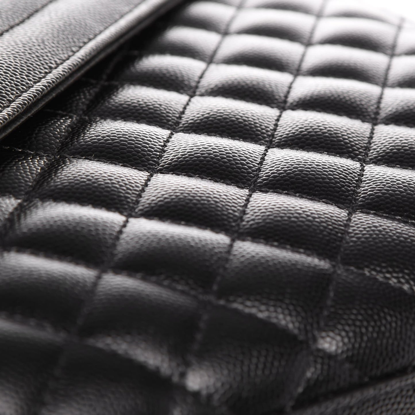 Grain De Poudre Textured Mixed Matelasse Large Triquilt Monogram Satchel Black