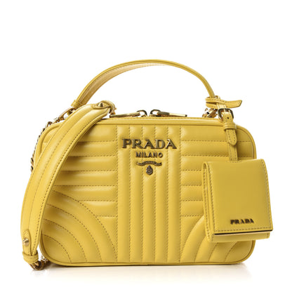 Prada Soft Calfskin Impunture Diagramme Top Handle Chain Crossbody Bag Sole 1 of 9