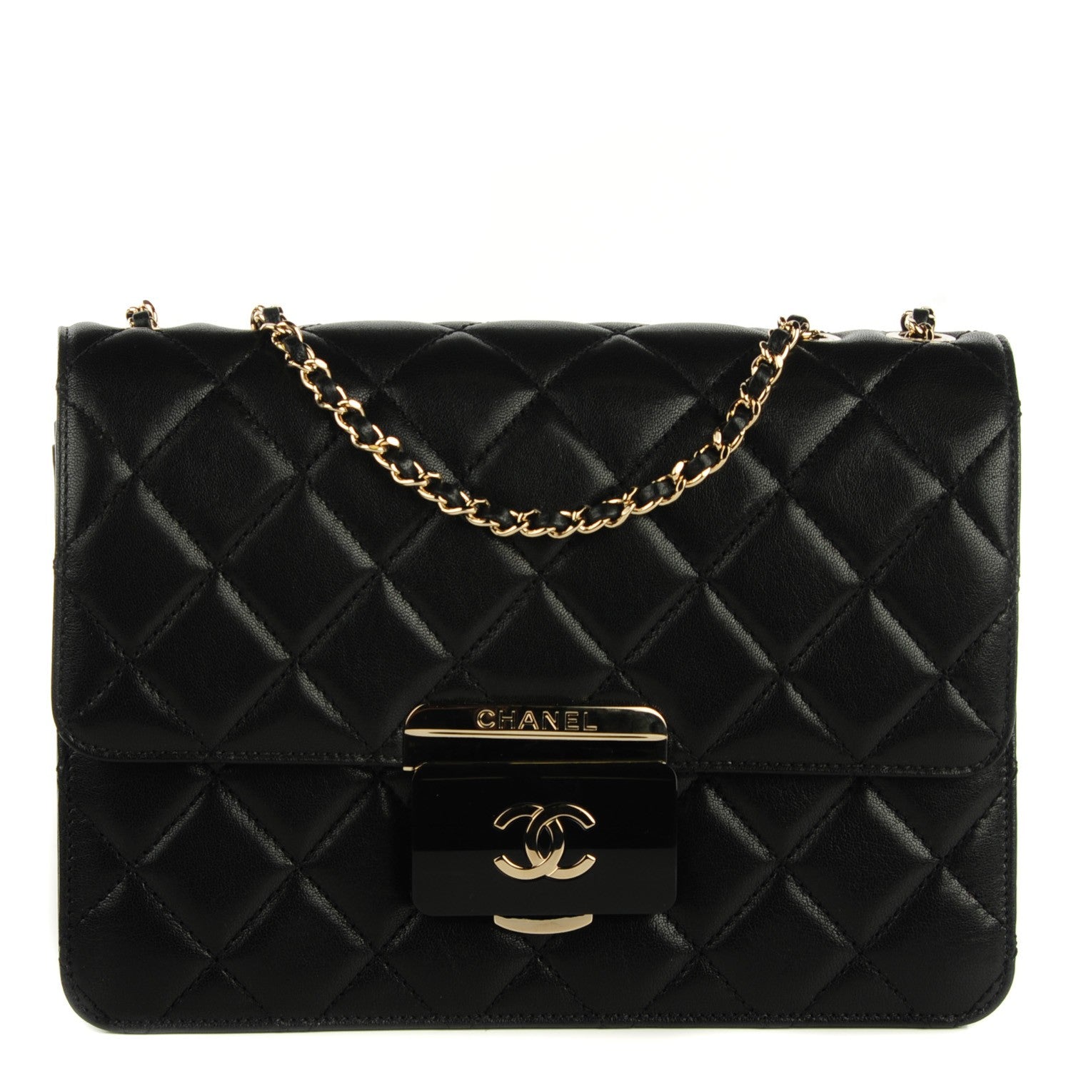 Chanel Shiny Sheepskin Quilted Beauty Lock Flap Black 1 of 7