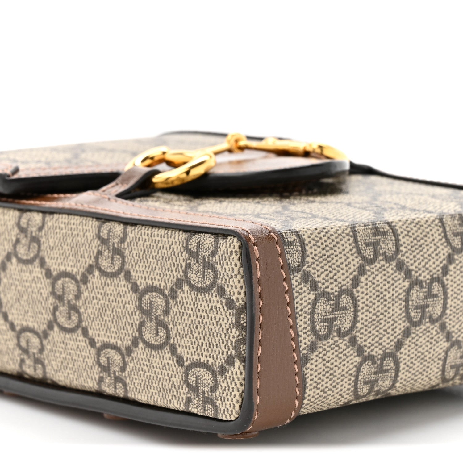 Gucci GG Supreme Monogram Mini Horsebit 1955 Crossbody Bag Beige Brown Sugar 10 of 11