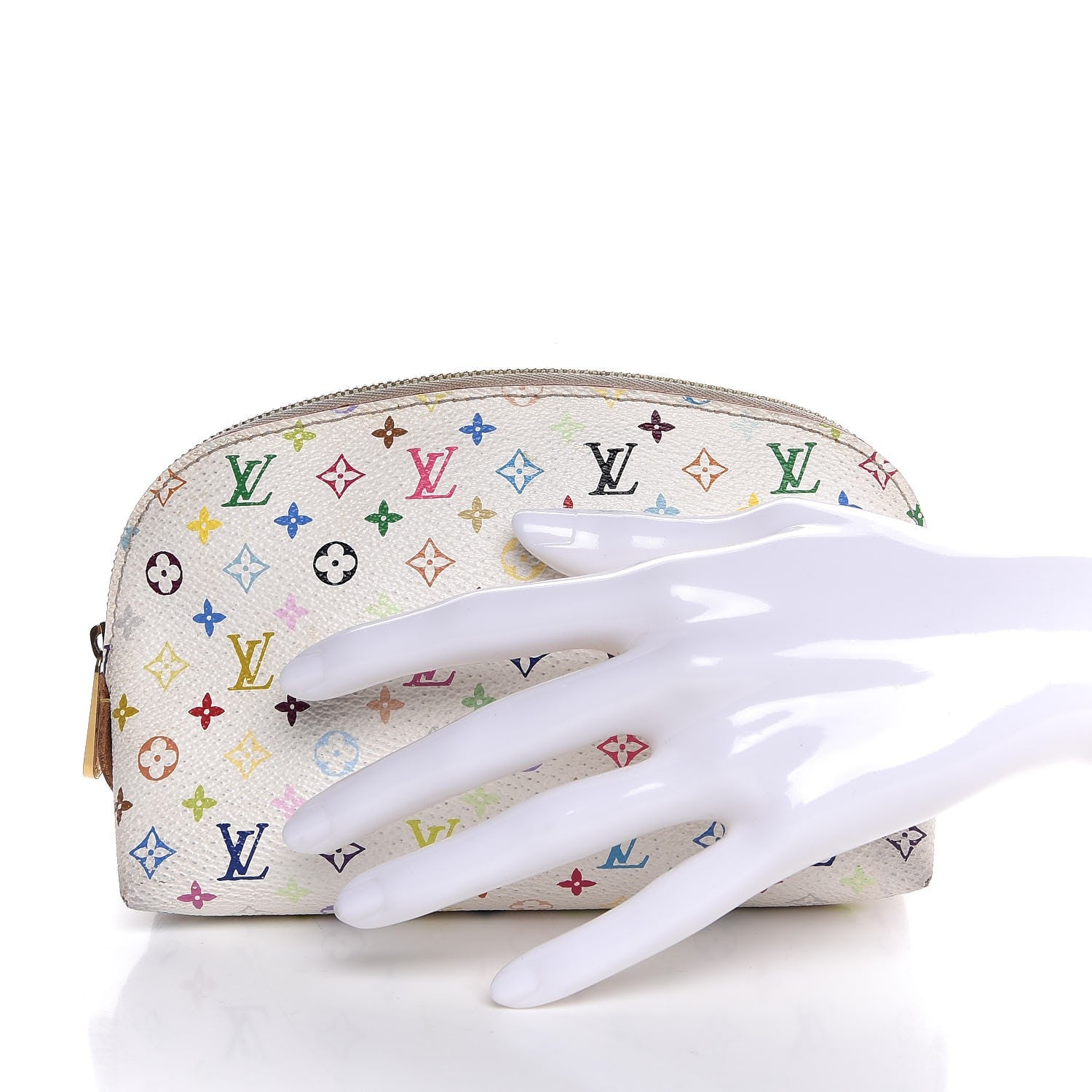 Louis Vuitton Monogram Multicolor Cosmetic Pouch White Litchi 2 of 8