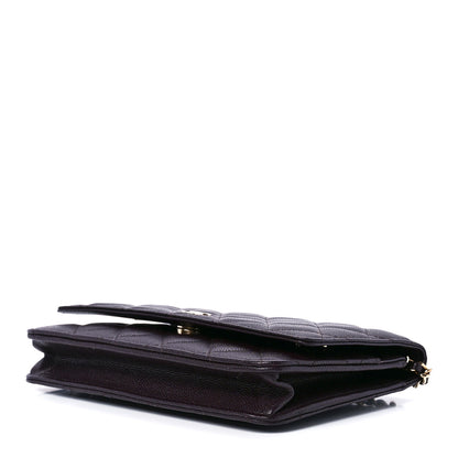 Chanel Caviar Quilted Wallet on Chain WOC Dark Brown 10 of 13