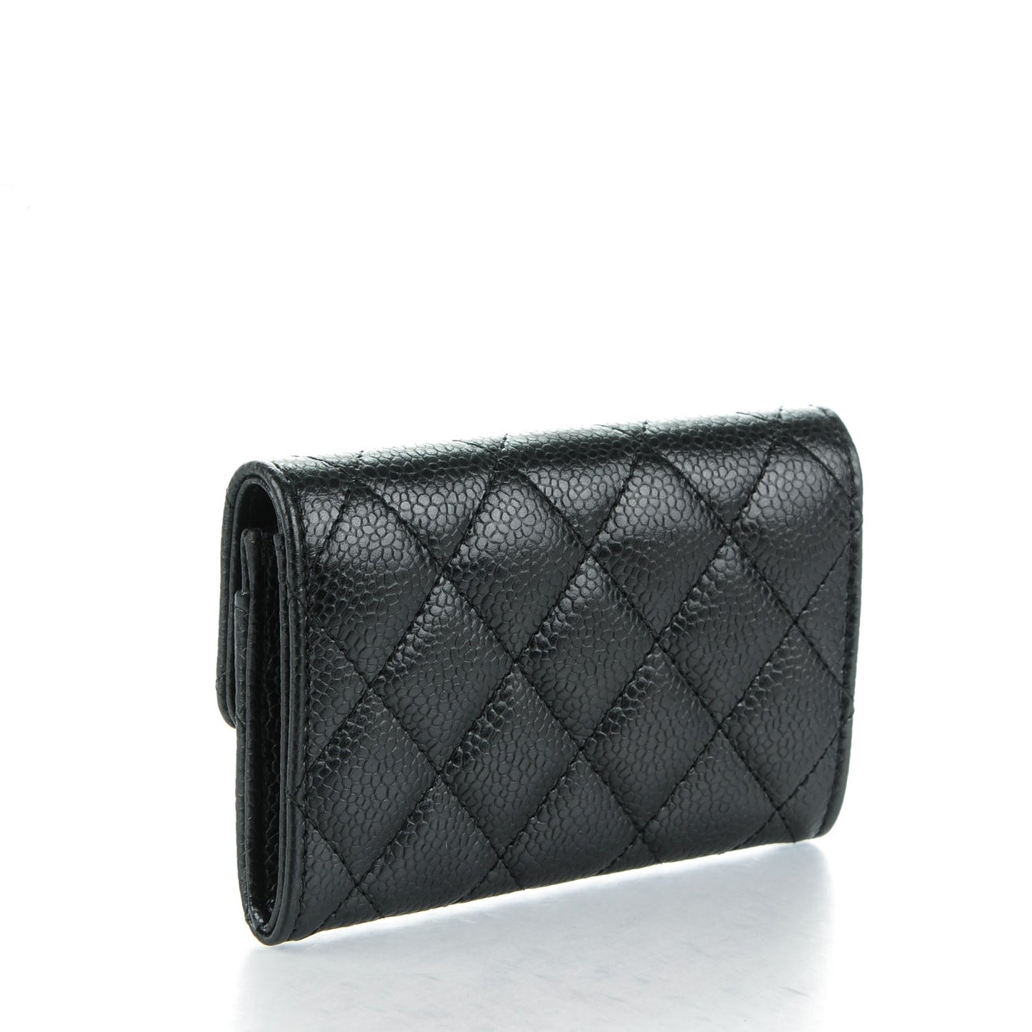 Caviar Quilted Flap Card Holder Black