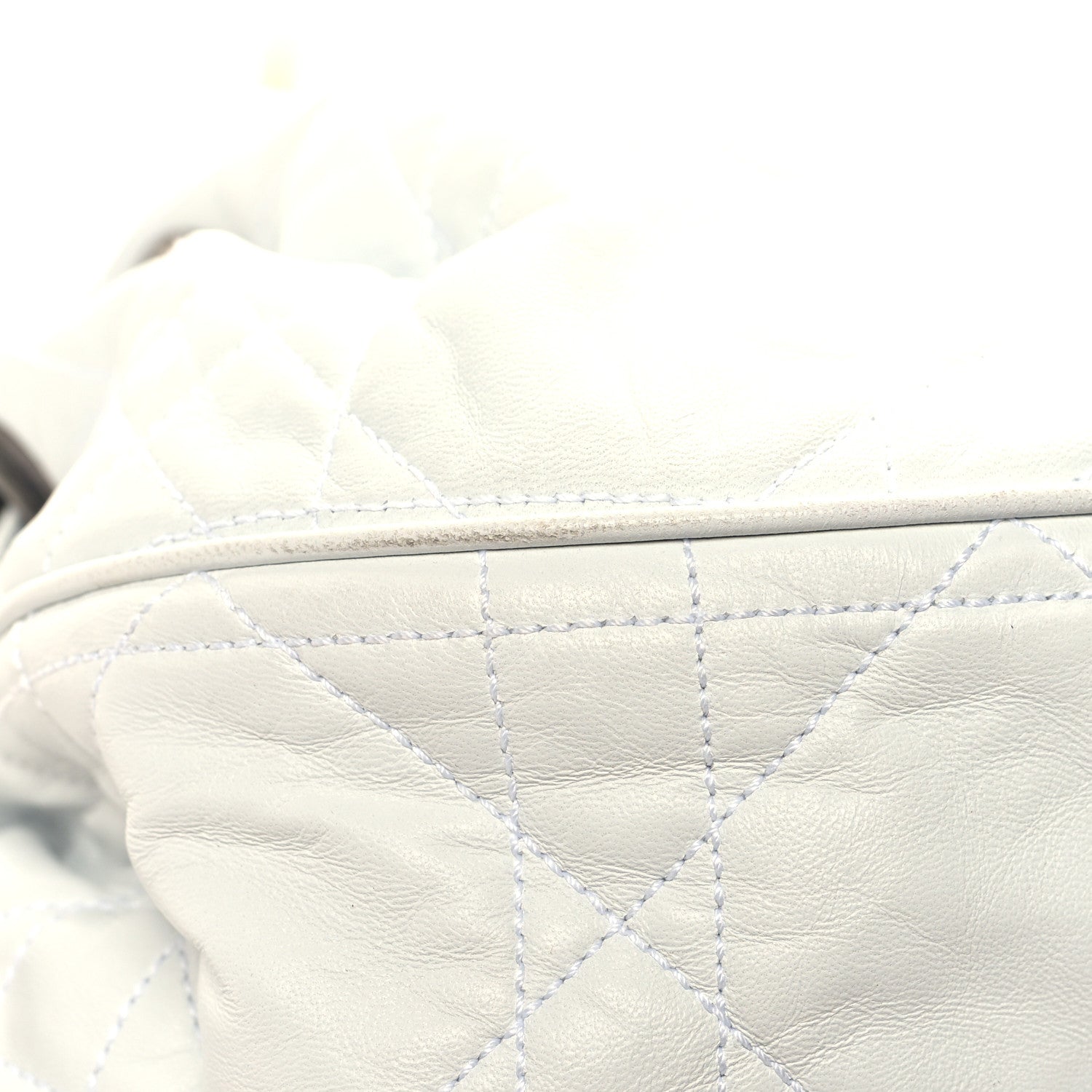 Christian Dior Lambskin Drawstring Cannage Flap Bag White 12 of 12