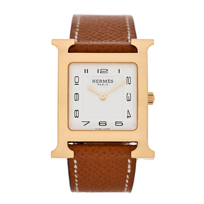Hermes Stainless Steel Epsom 26mm Heure H Hour Quartz Watch Gold 1 of 6