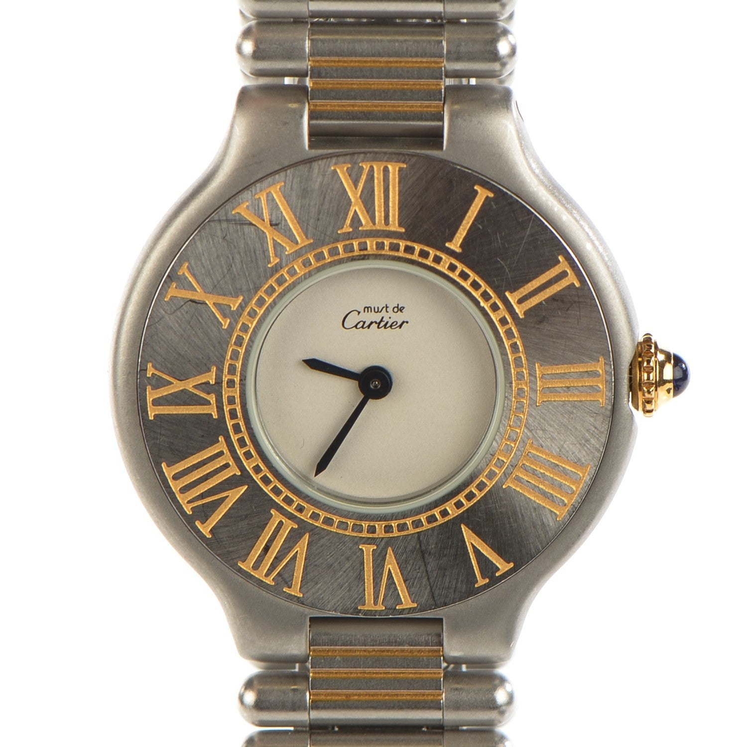 Cartier Stainless Steel 18K Yellow Gold 28mm Must De 21 Quartz Watch 1 of 6