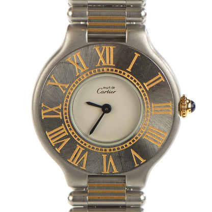 Cartier Stainless Steel 18K Yellow Gold 28mm Must De 21 Quartz Watch 1 of 6