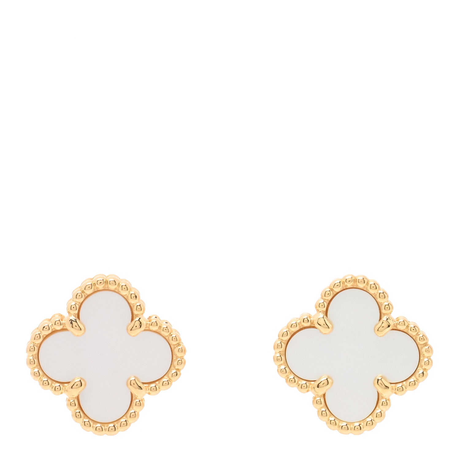 Van Cleef & Arpels 18K Yellow Gold Mother of Pearl Sweet Alhambra Earrings 1 of 5