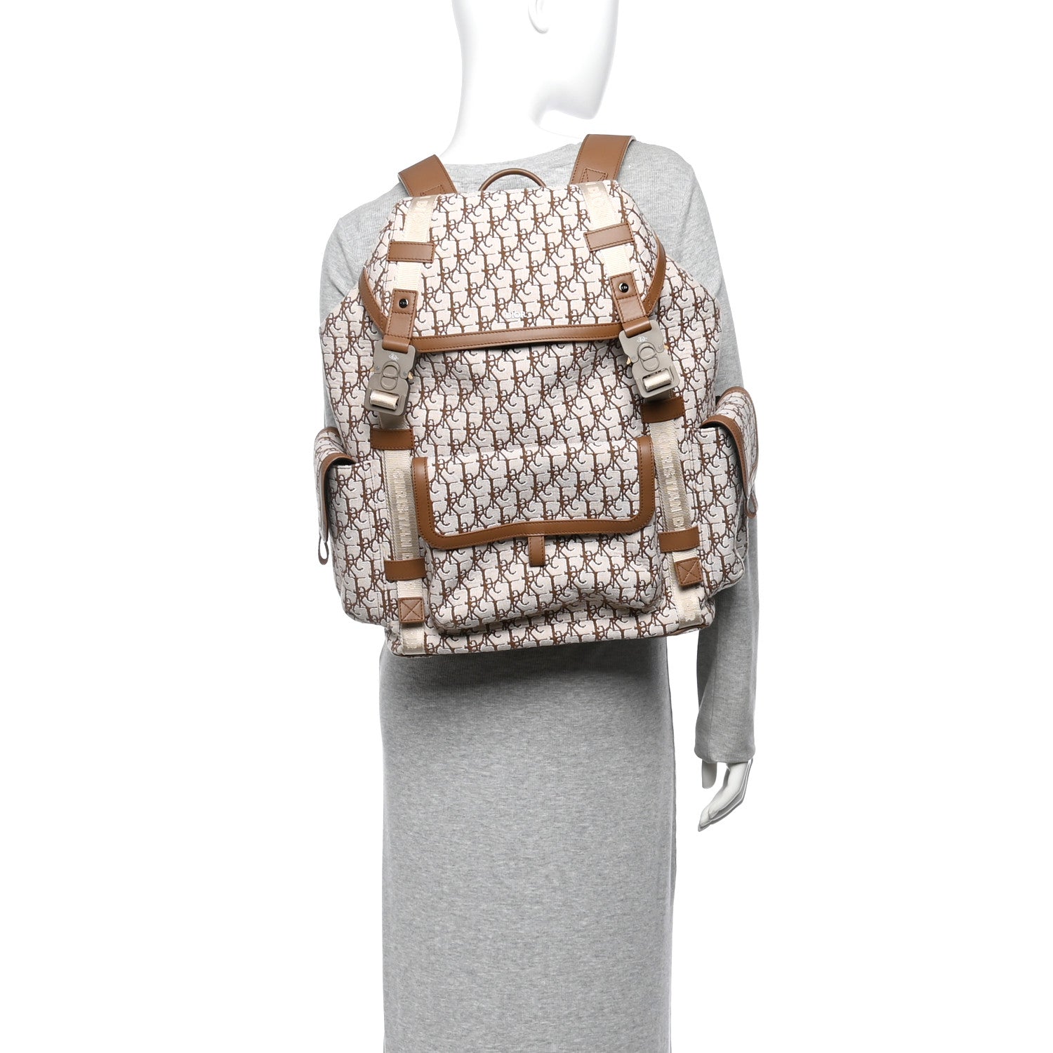 Christian Dior X CACTUS JACK Calfskin Hit The Road Logo Backpack Beige 2 of 9