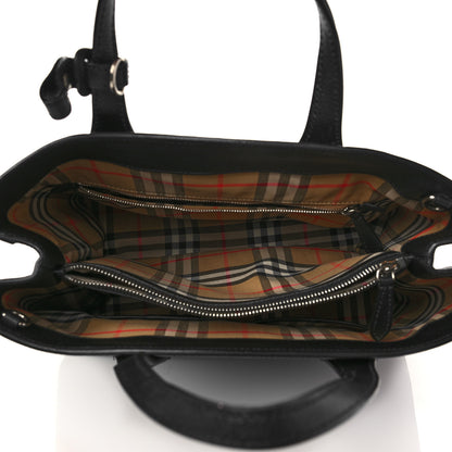 Burberry Grainy Calfskin Vintage Check Medium Banner Tote Black 5 of 8