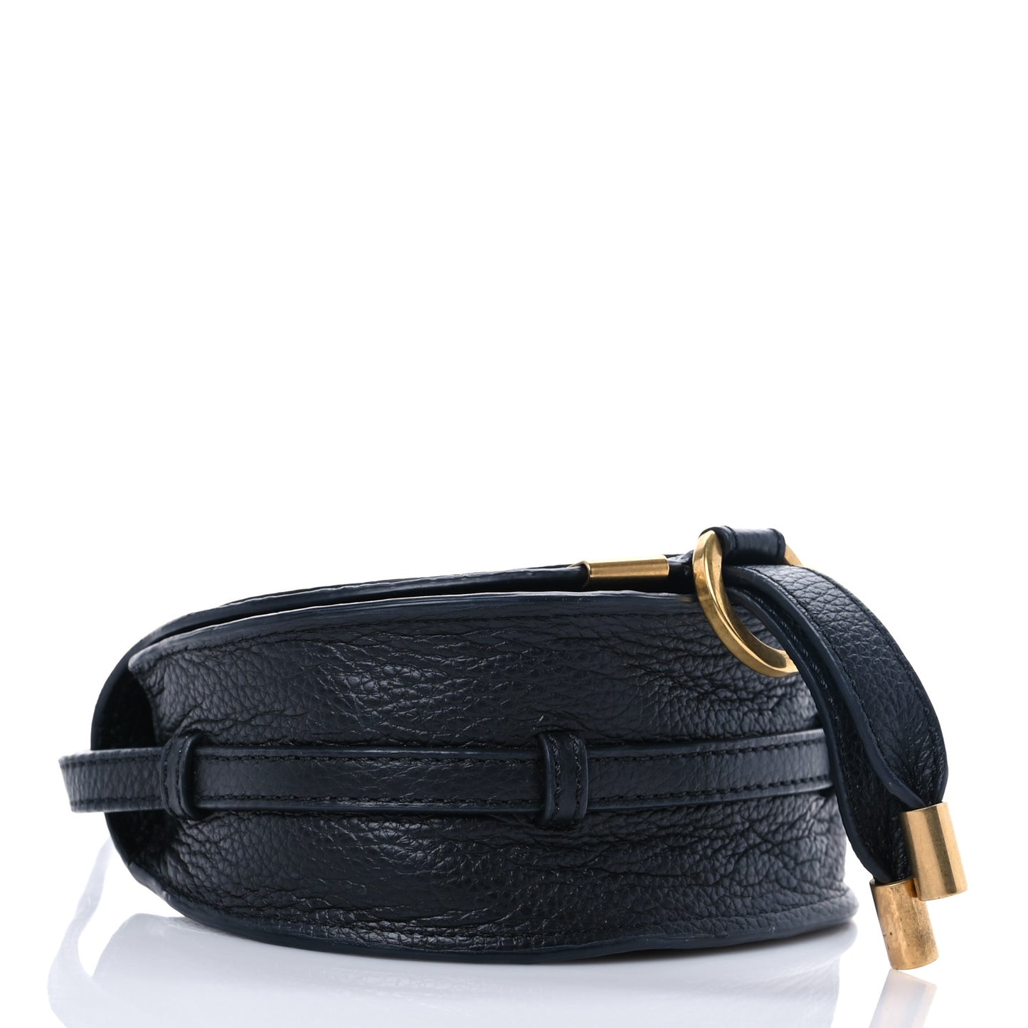 Calfskin Mini Marcie Round Crossbody Bag Black