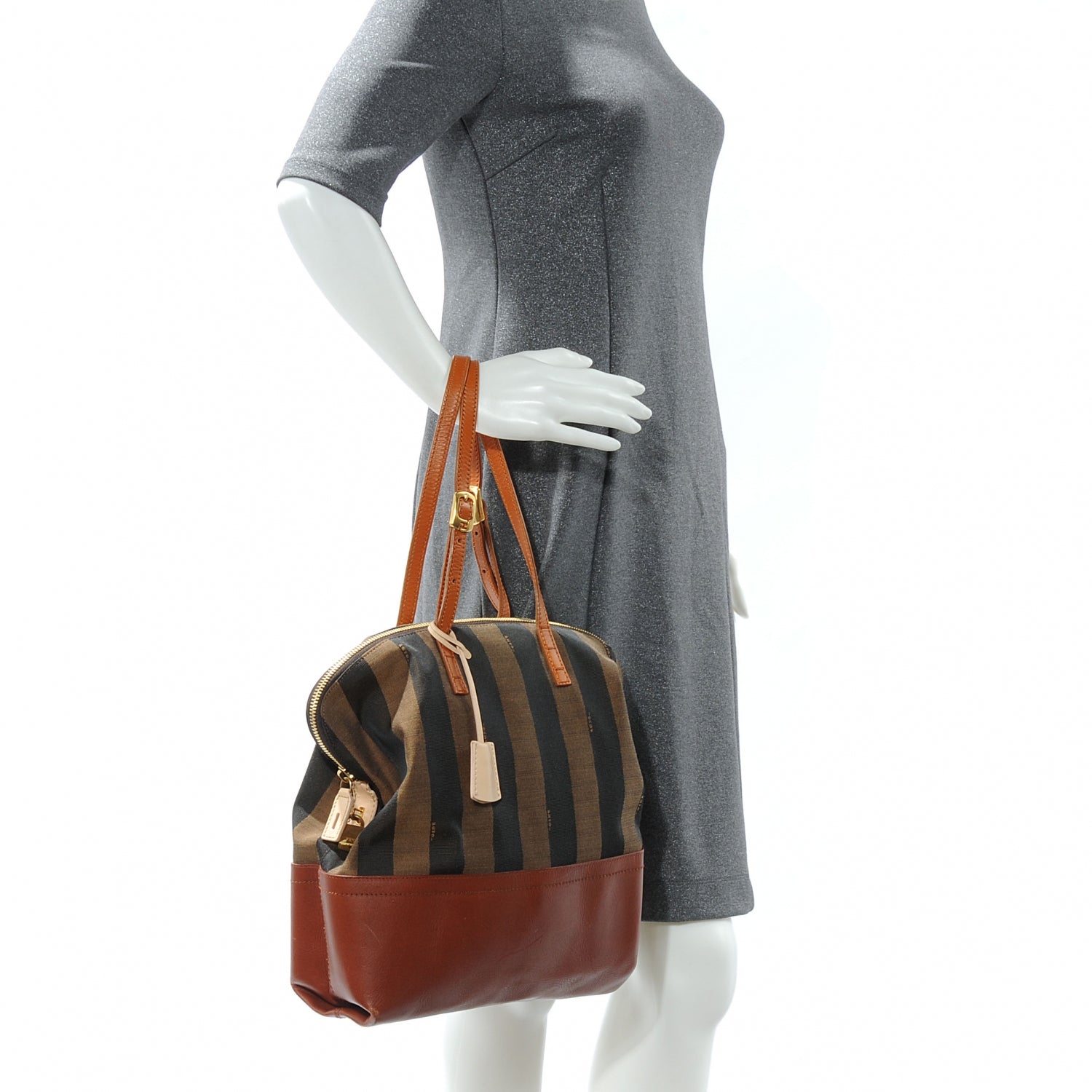 Fendi Pequin Cuoio Vegetale 2Bag Tobacco Cuoio Miele Vacchetta 2 of 9