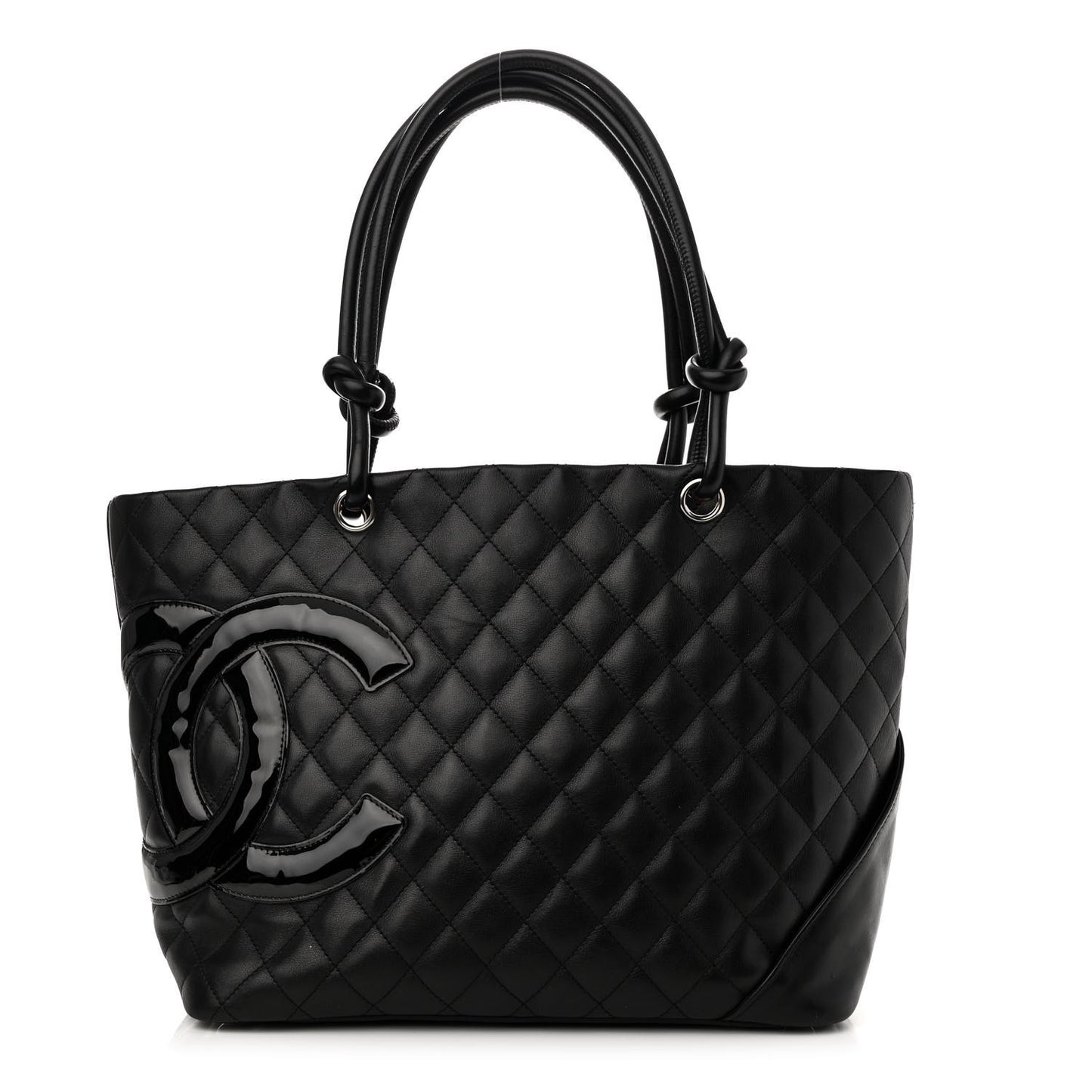 Calfskin Quilted Large Cambon Tote Black