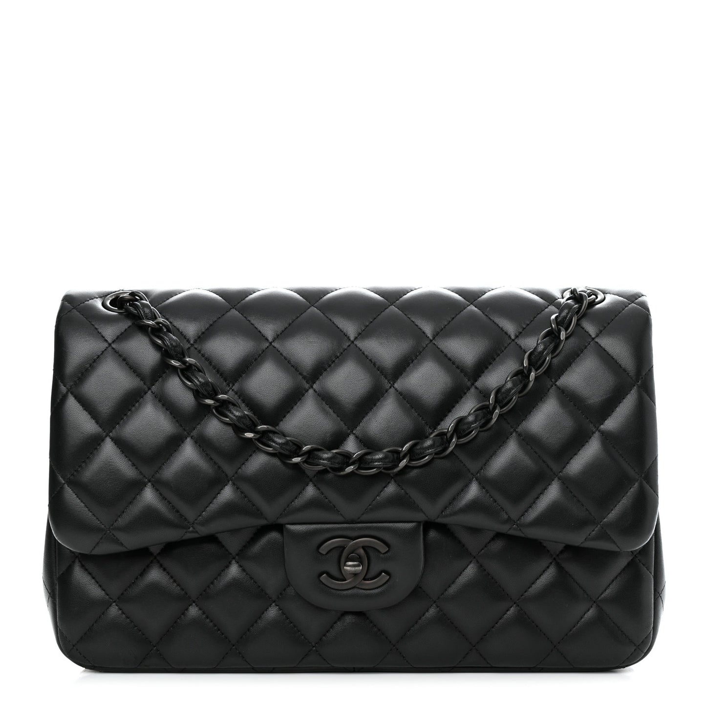 Lambskin Quilted Jumbo Double Flap So Black
