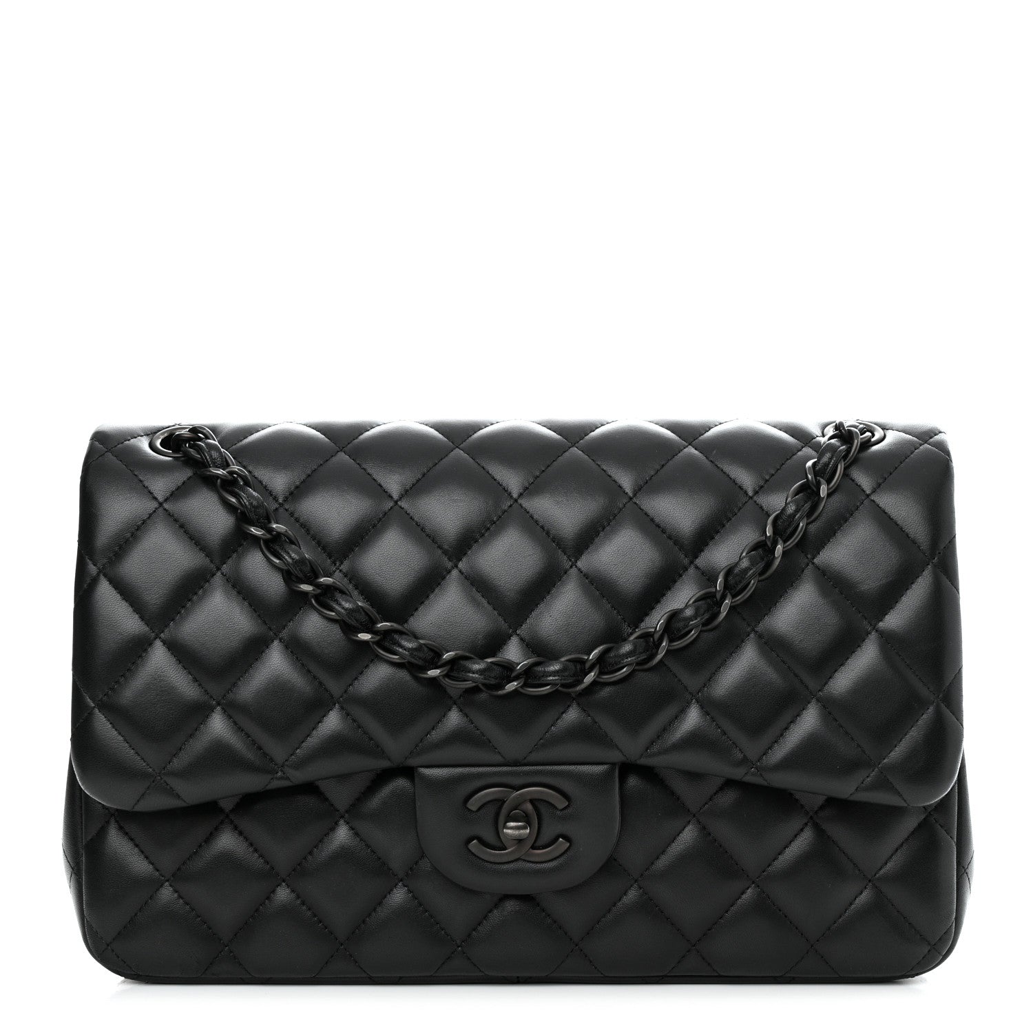 Chanel Lambskin Quilted Jumbo Double Flap So Black 1 of 11