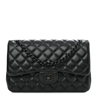 Chanel Lambskin Quilted Jumbo Double Flap So Black 1 of 11