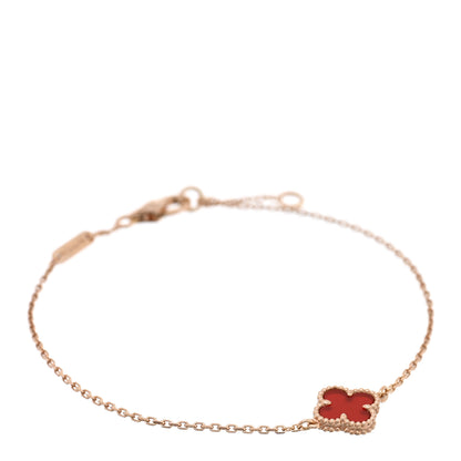 Van Cleef & Arpels 18K Rose Gold Carnelian Sweet Alhambra Bracelet 1 of 4