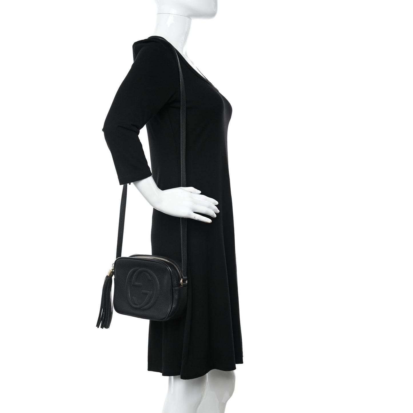 Pebbled Calfskin Small Soho Disco Bag Black