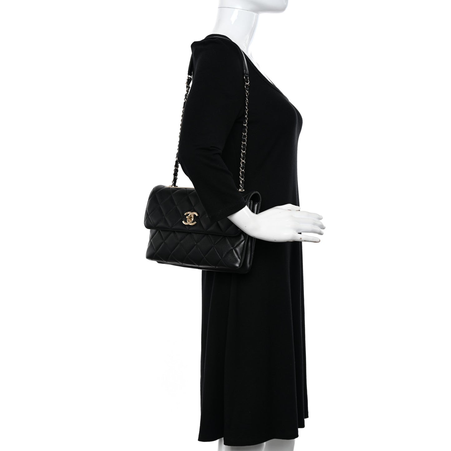Lambskin Quilted Medium Trendy CC Flap Black