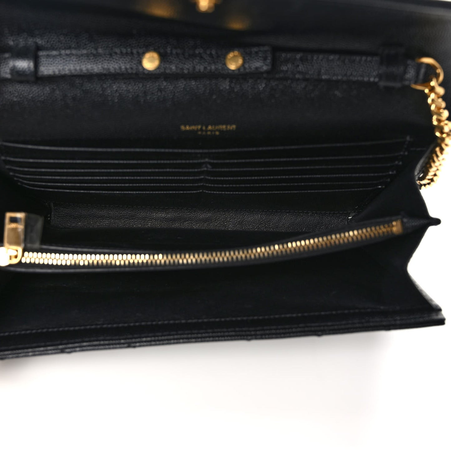 Grain De Poudre Matelasse Chevron Monogram Chain Wallet Black