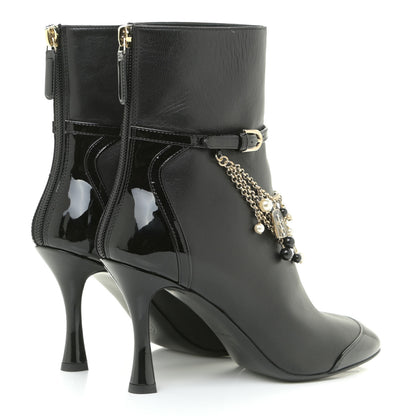 Chanel Lambskin Patent Calfskin Ankle Boots 37 Black 5 of 13