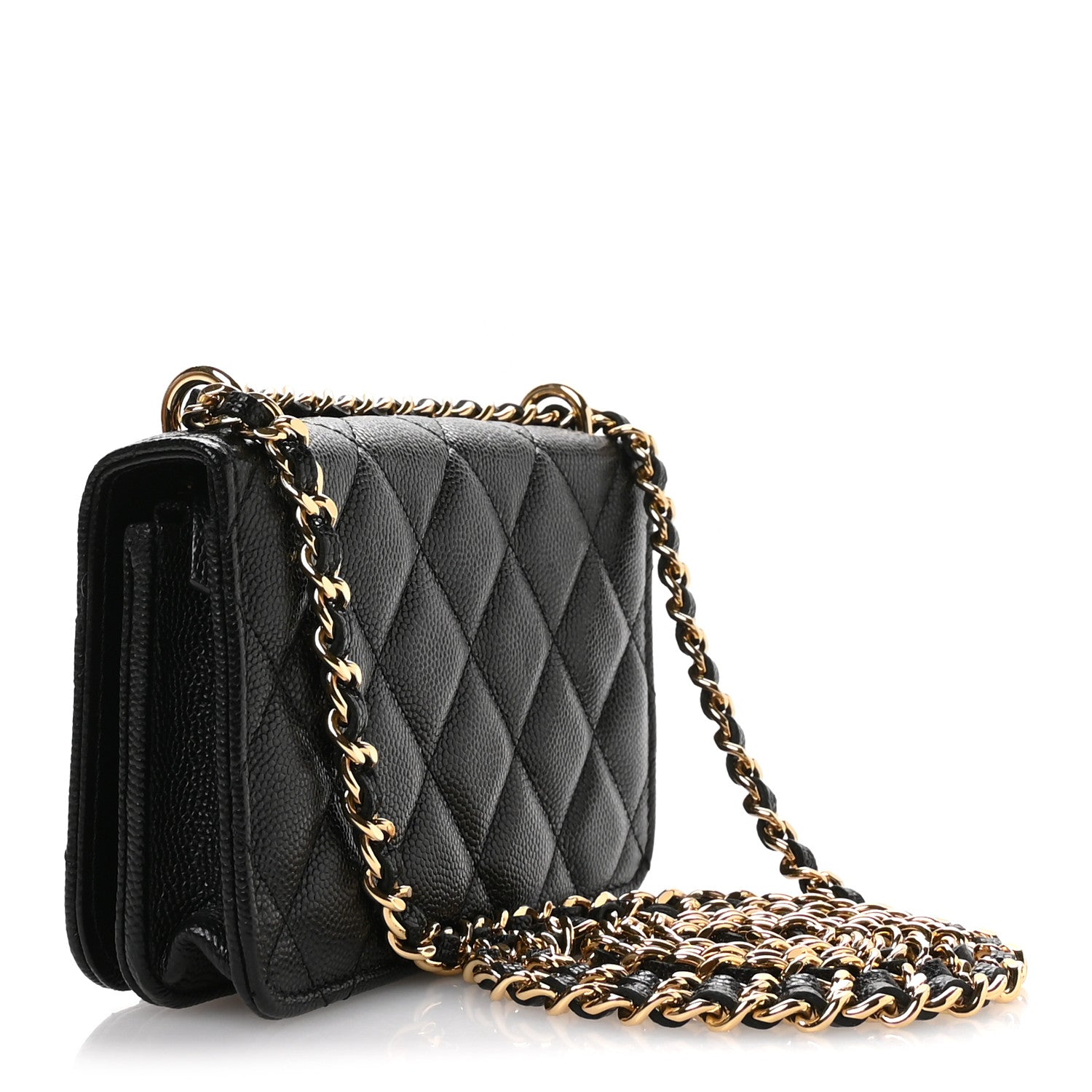 Chanel Caviar Quilted Pocket Twins Clutch With Chain Black 3 of 11