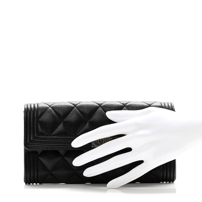 Chanel Caviar Quilted Large Boy Gusset Flap Wallet Black 2 of 10