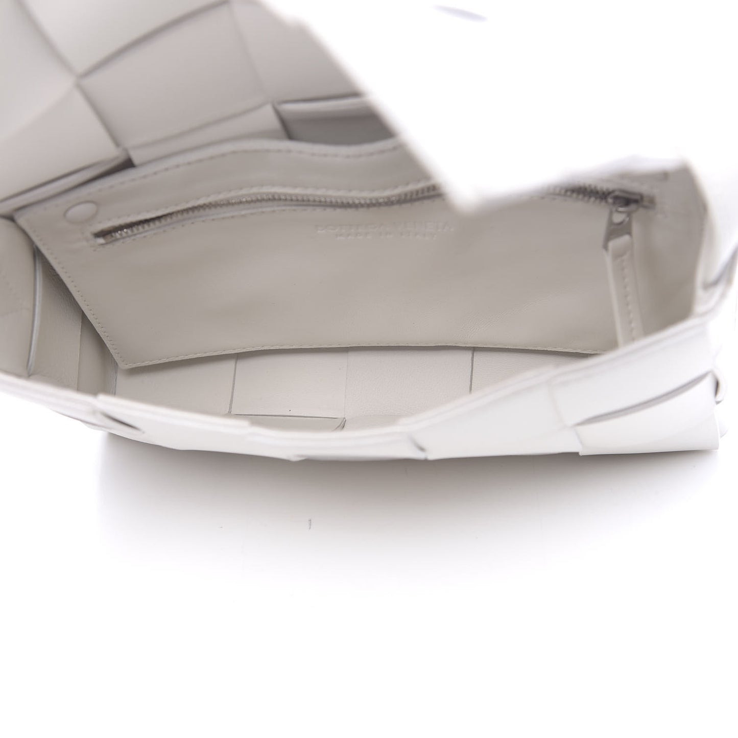 Lambskin Maxi Intrecciato Cassette Crossbody Bag White