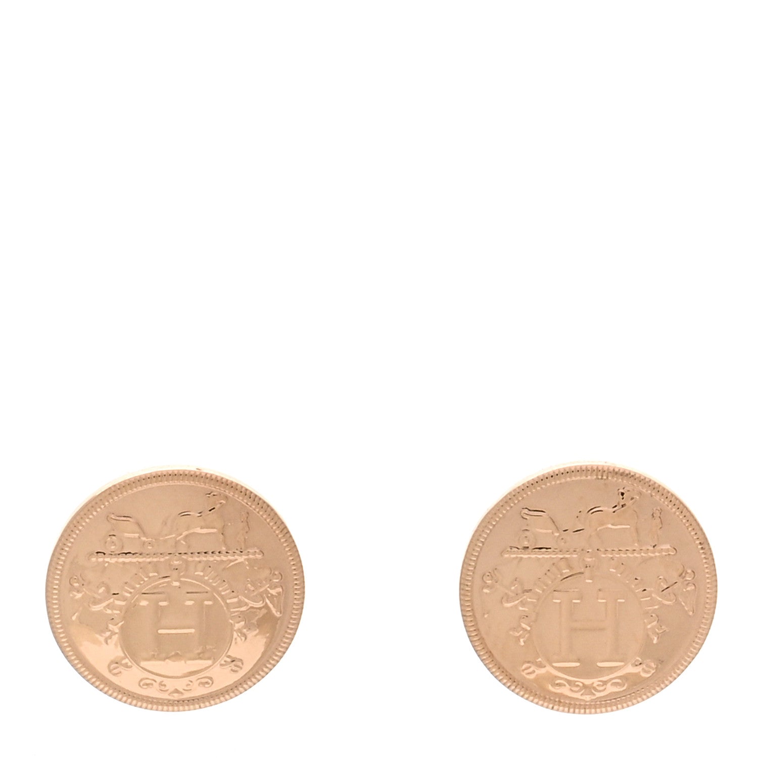 Hermes 18K Rose Gold TPM Ex-Libris Stud Earrings 1 of 4