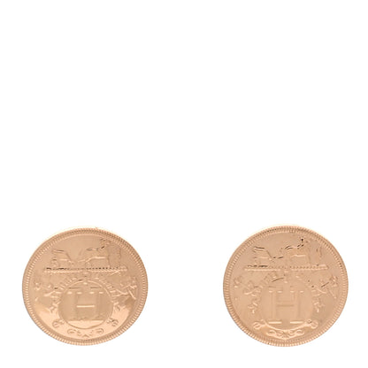 Hermes 18K Rose Gold TPM Ex-Libris Stud Earrings 1 of 4