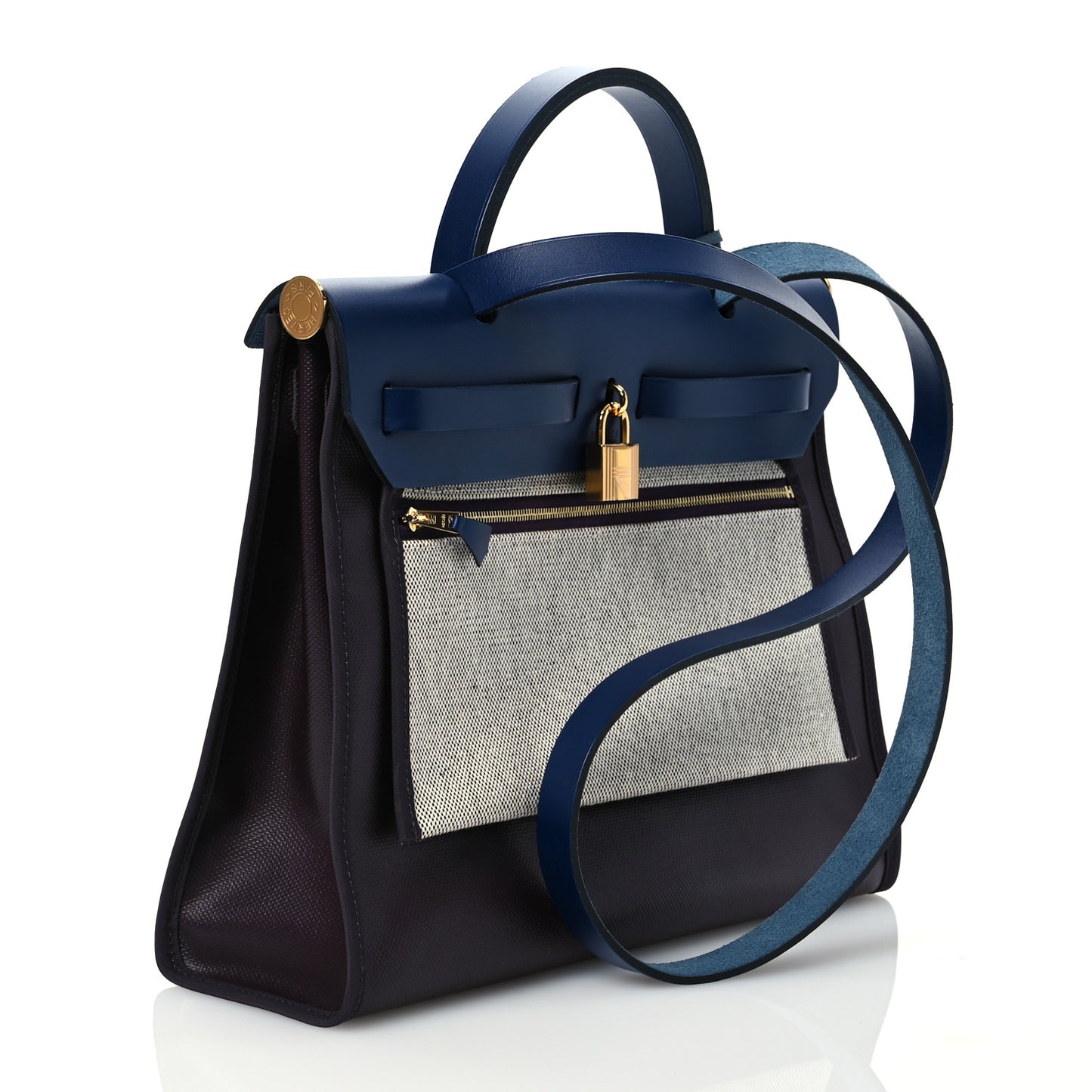 Toile H Berline Vache Hunter Herbag Zip PM 31 Cassis Ecru Black Bleu Saphir