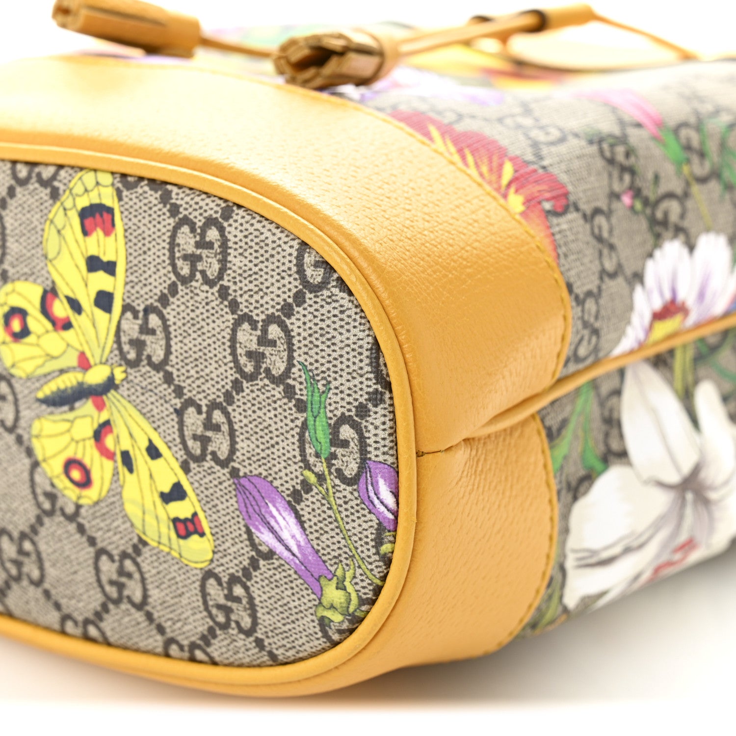Gucci GG Supreme Monogram Flora Small Ophidia Bucket Bag Beige Multicolor Crop 10 of 10