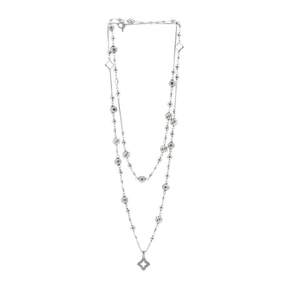 David Yurman Sterling Silver Diamond Hammered Quatrefoil Long Necklace 3 of 4