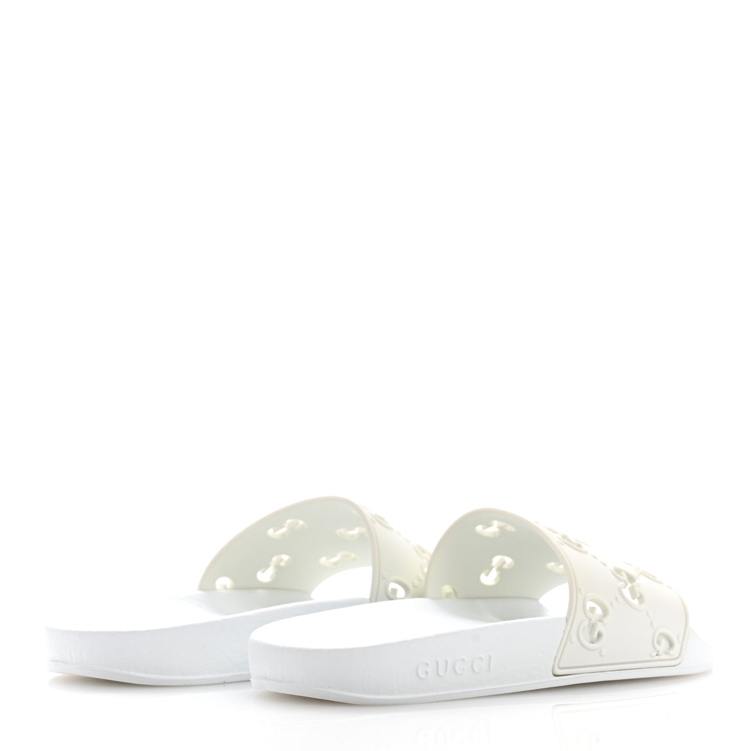 Gucci Rubber GG Monogram Perforated Womens Slide Sandals 38 Great White 5 of 8