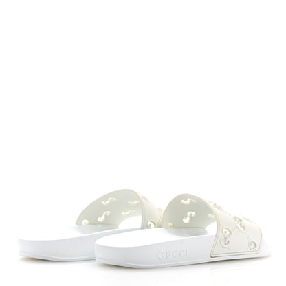 Gucci Rubber GG Monogram Perforated Womens Slide Sandals 38 Great White 5 of 8