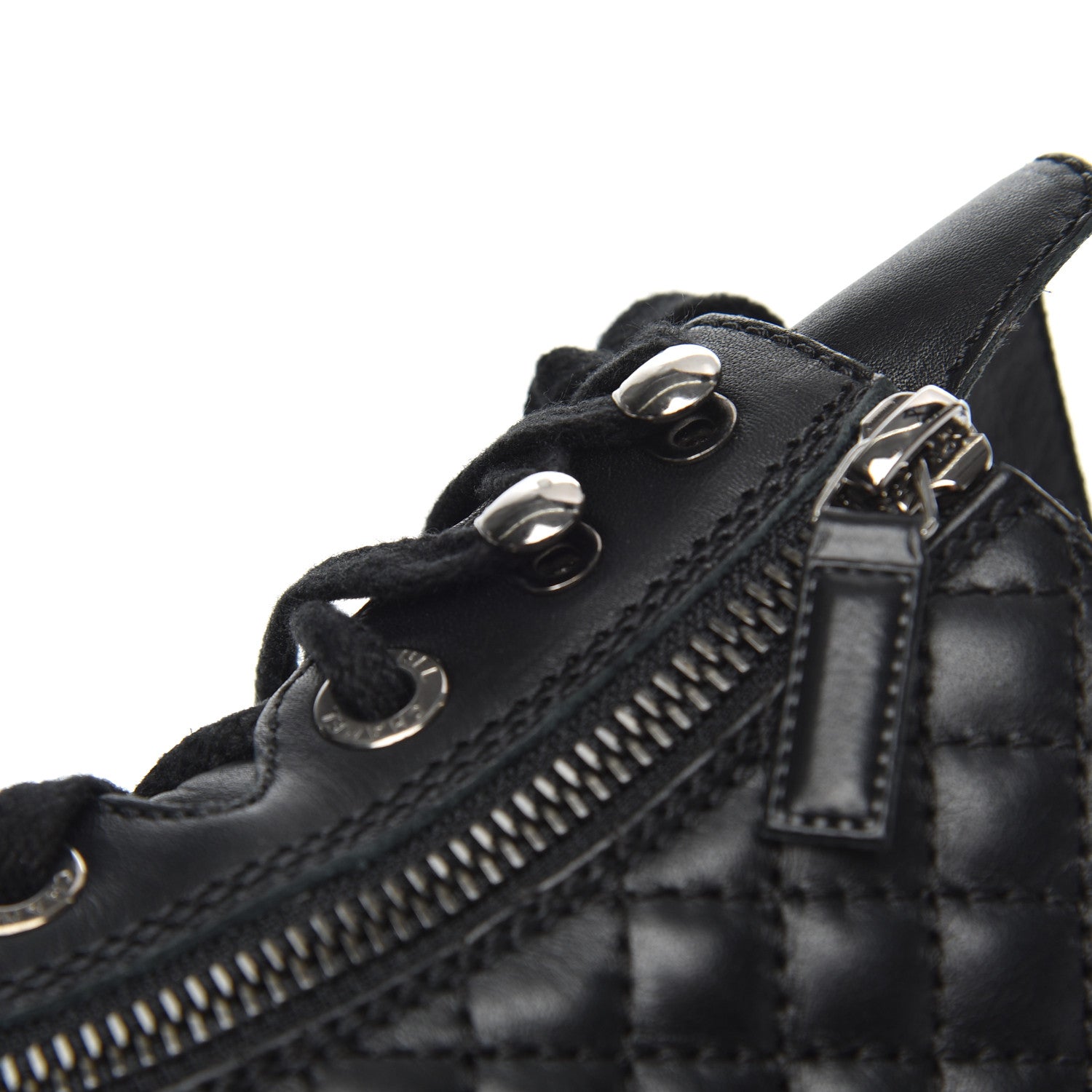 Chanel Calfskin Quilted Lace Up Combat Boots 37 Black 23 of 26
