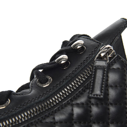 Chanel Calfskin Quilted Lace Up Combat Boots 37 Black 23 of 26