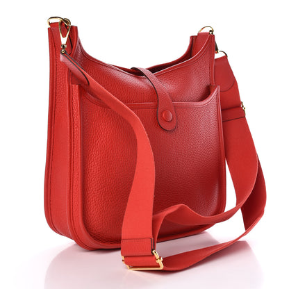 Hermes Taurillon Clemence Evelyne III PM Rouge De Coeur 4 of 12