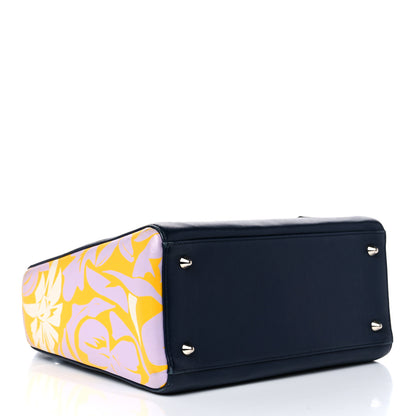 Christian Dior Calfskin Flower Printed Medium Lady Dior Navy Multicolor 3 of 16