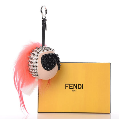 Fendi Lambskin Goat Fur Studded Punkarlito Bag Charm Azalea 5 of 5