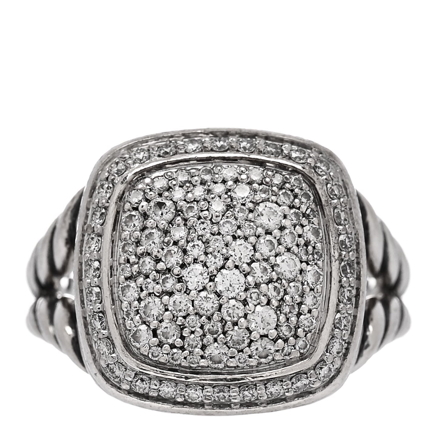 Sterling Silver Diamond 11mm Albion Pave Ring 52 6