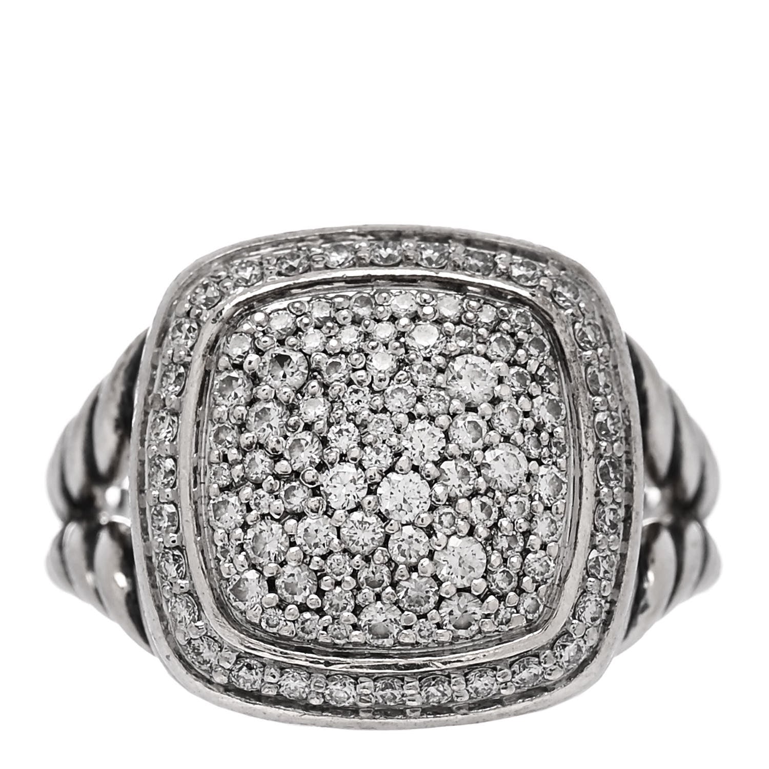 David Yurman Sterling Silver Diamond 11mm Albion Pave Ring 52 6 1 of 5
