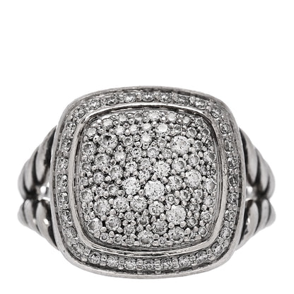 David Yurman Sterling Silver Diamond 11mm Albion Pave Ring 52 6 1 of 5