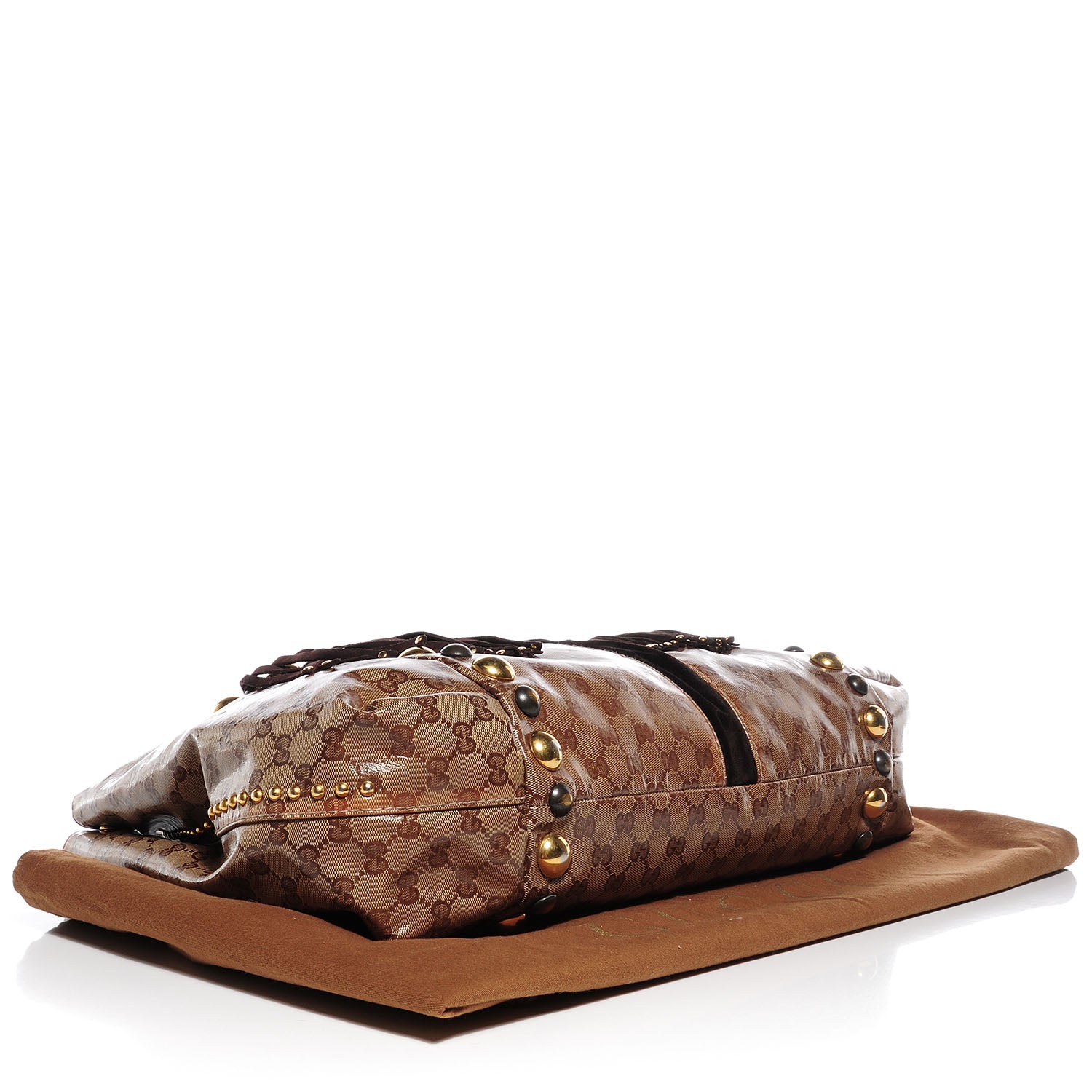 Gucci Crystal Monogram Large Babouska Tote Brown 4 of 7