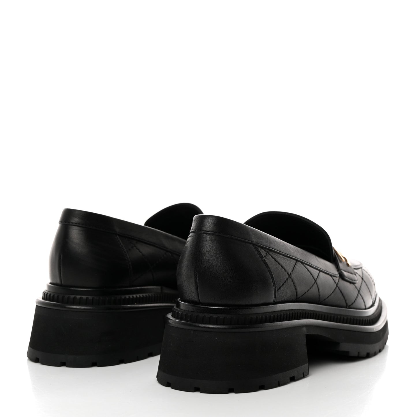 Calfskin Quilted CC Mocassin Loafers 39 Black