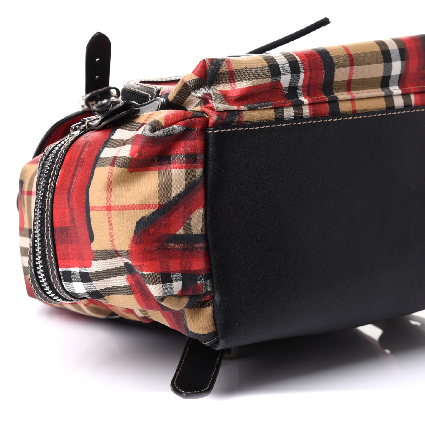 Vintage Check Graffiti Print Medium Rucksack Backpack Antique Yellow Red