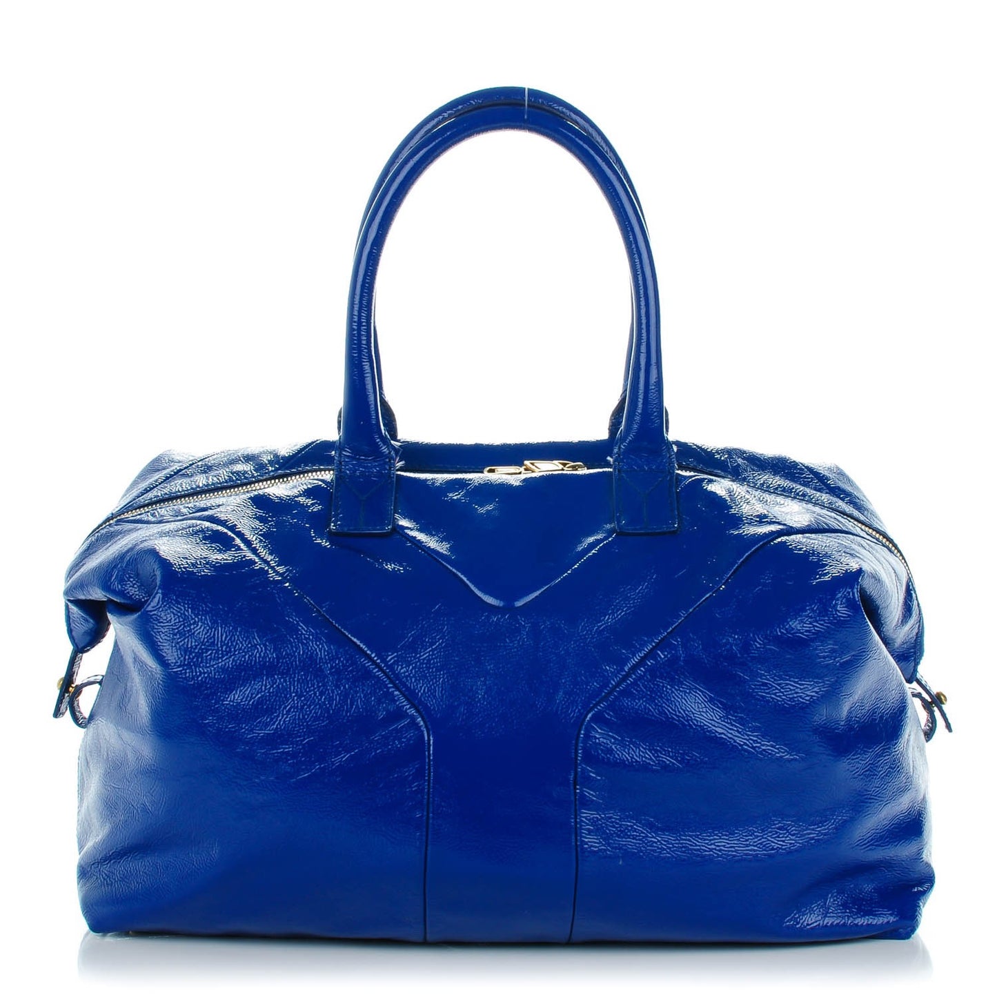 Textured Patent Medium Easy Sac Majorelle Blue
