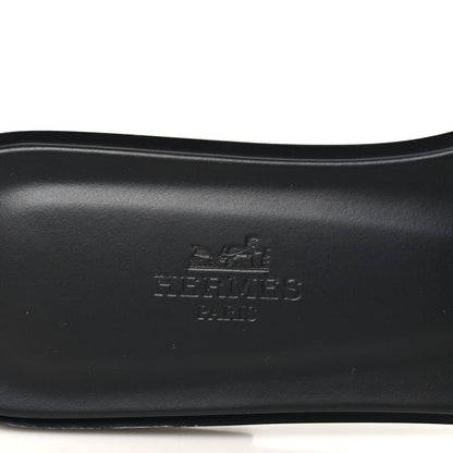 Hermes Box Calfskin Oran Sandals 37.5 Black 8 of 9