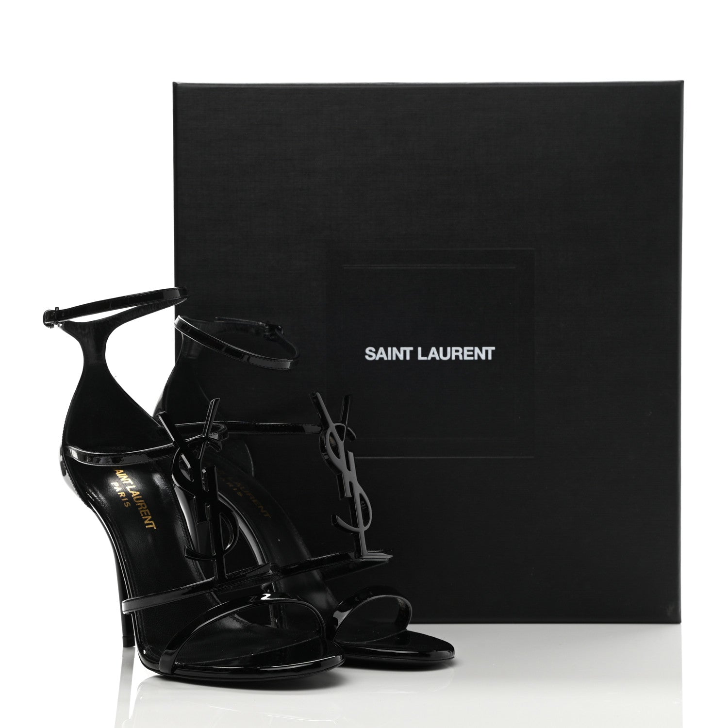 Saint Laurent Patent Calfskin Cassandra 110 Sandals 37.5 Black 9 of 9